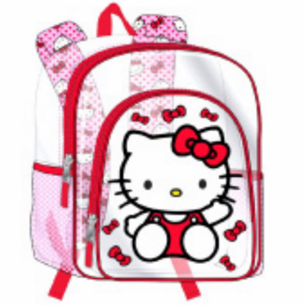 Hello Kitty Red Ribbon Clear 16 Inch Backpack w/ Large Front Pocket Hello Kitty Red Ribbon Clear 16 Inch Backpack w/ Large Front Pocket