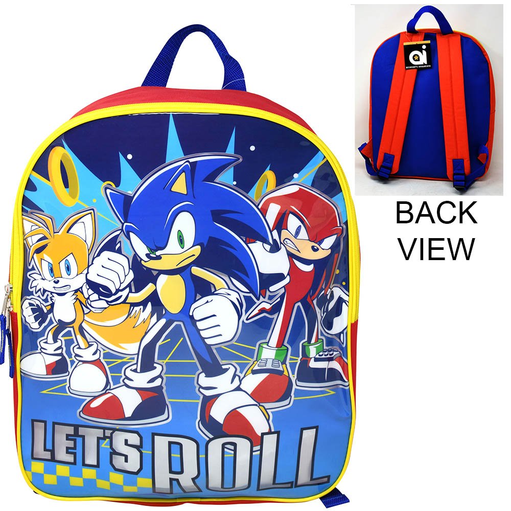 Sonic "Let's Roll" 15 Inch Plain Front Backpack CASA MANGA