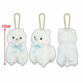 Amuse: Alpacasso in White with Ribbon Shiro Chan Plush Keychain-Japan Imports