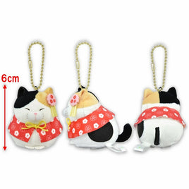Amuse:Red Cat Higemanjyu Me-sama Plush Keychain-Japan Imports