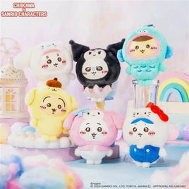 Chiikawa x Sanrio Characters Pop-Up Collaboration Series II Vinyl Plush Keychain Asst-Set of 6