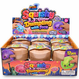 Fun Storm Squishy-Glitter Dumpling with Face in Steamer & Shrink Wrap Mystery Asst-12pcs PDQ