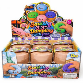 Fun Storm Squishy-Original Dumpling with Face in Steamer & Shrink Wrap Mystery Asst-12pcs PDQ