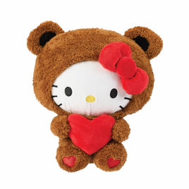 Hello Kitty in Bear Costume Holding Red Heart Plush