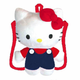 Hello Kitty 16 Inch Navy Blue Overall with Red Bow Plush Backpack