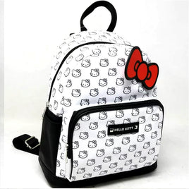 Hello Kitty All Over Print 10" Mini Deluxe Backpack with 1 Front Pocket-BLK/WHT