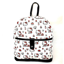 Hello Kitty 12 Inch All Over Print with LG Snap Button Pocket PU Leather Backpack