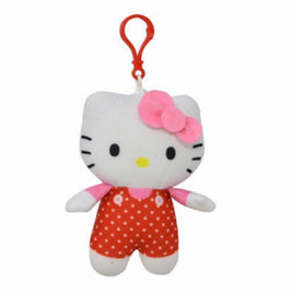 Hello Kitty 5 Inch Red Polka Dot Full Body Plush Backpack Clip