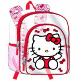 Hello Kitty Red Ribbon Clear 16 Inch Backpack w/ Large Front Pocket