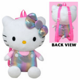 Hello Kitty with Shiny Pink Overall Sitting Pose 15" Plush Backpack