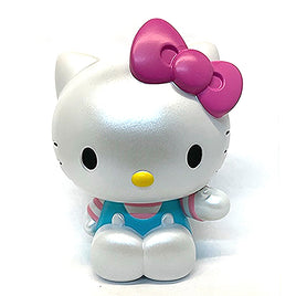 Hello Kitty Turquoise/Pink Stripe Overall Figural Coin Bank