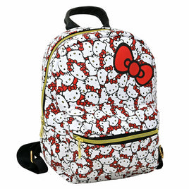 Hello Kitty with Red Ribbon All Over Print PU Leather Mini Backpack