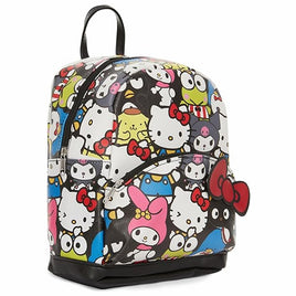 Hello Kitty & Friends Overlapping Print with 3D Bow & Front Pocket PU Leather Mini Backpack