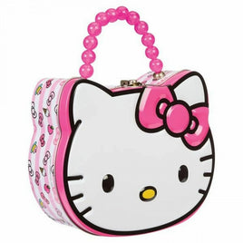 Hello Kitty Face Pink Tin Purse with Bead Handle