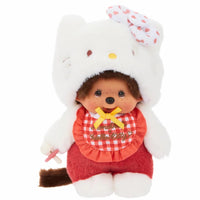 Hello Kitty x Monchhichi with Gingham Checkered Bib & Pacifier Plush Doll
