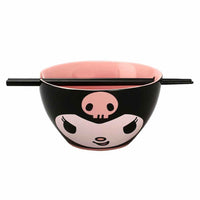 KUROMI 20 OZ. CERAMIC RAMEN BOWL WITH CHOPSTICKS