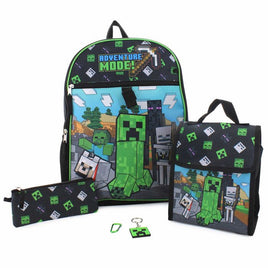 Minecraft 5 pcs Backpack Set with Detachable Lunch Bag
