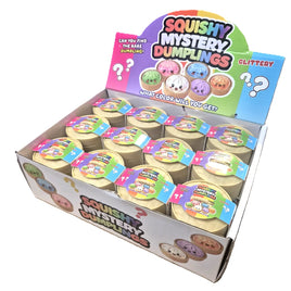 Mini Glitter Dumpling Squishy in Plastic Bamboo Steamer Pot Mystery Asst-24pcs PDQ
