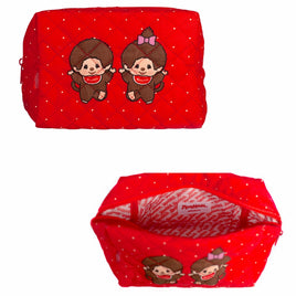 Monchhichi Boy& Monchichi Girl Red Quilted Pouch