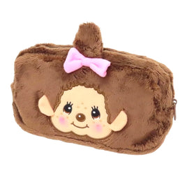 Monchhichi Girl with 3D Pink Bow Embroidery Patch Rectangle Soft Pouch
