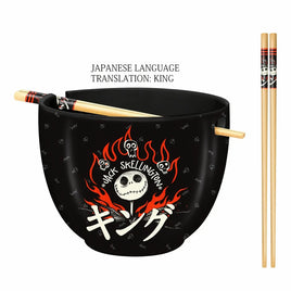 Nightmare Before Christmas Jack Skellington King 20oz Ceramic Ramen Bowl w/ Chopsticks