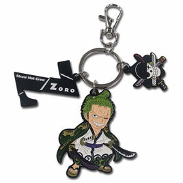 ONE PIECE - ZORO WAND VERSION SD WITH THREE CHARMS ENAMEL KEYCHAIN