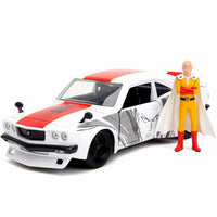 One Punch Man 1974 Mazda RX-3 1:24 Scale Die-Cast Metal Vehicle with Saitama Figure