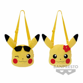 Pokemon Pikachu w/ Flower&Suglass Crossbody Plush Bag Set-Set of 2-Japan Version