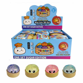 Rainbow Glitter Sugar Gel Dumpling Squishy in a Plastic Steamer Pot Mystery Asst-12pcs PDQ