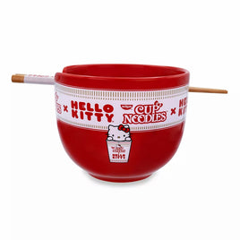 Sanrio Hello Kitty x Nissin Cup Noodles Red Ceramic Ramen Bowl and Chopstick Set