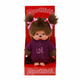 Sekiguchi Monchhichi Girl Tee "LOVE" Dress Plush Doll - Purple