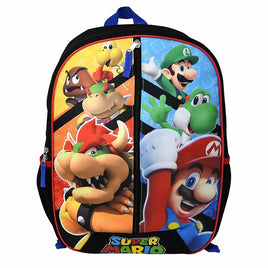 Super Mario Brothers vs Villains 16" Backpack w/ Two Side Pockets