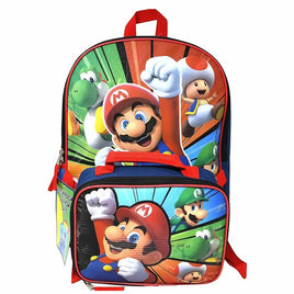 Super Mario "Power Up" 16 inch Backpack with Detachable Lunch Bag