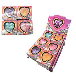 Transparent Heart Shape Glitter Gel Squishy Asst-12pcs PDQ