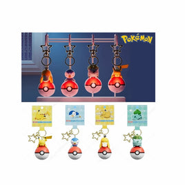 POKEMON 3" POKEBALL LUMINOUS LIGHTUP KEYCHAIN ASST set of 4