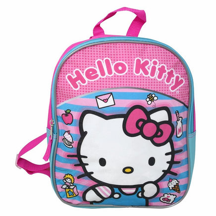 hello kitty blue backpack Hello Kitty Blue/Pink Stripe 11" Mini Backpack| CASA MANGA