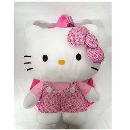 Hello Kitty Pink Overall with Printed Diamond Pattern Plush Backpack