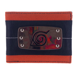 Naruto Metal Badge Pu And Canvas Bifold Wallet
