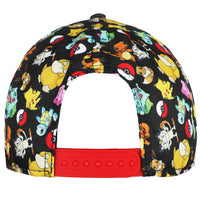 Pokemon All Over Print  w/Pikachu Patch Youth Curved Snapback Cap