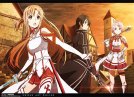 SWORD ART ONLINE ASUNA, KIRITO, LIZBETH TOWN WALLS SCROLL