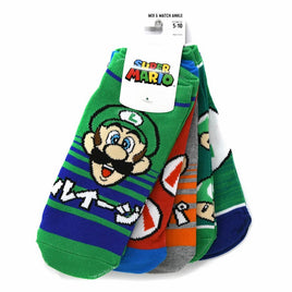 Super Mario 5pk Kids Ankle Sock( Size 5-10)
