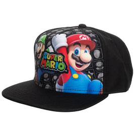 Super Mario Woven Patch on Printed Sanp Youth Cap