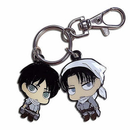 Attack on Titan -SD Eren&Levi Cleaning Outfit Metal Keychain