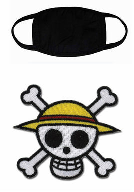 Black Cloth Mask w/ DIY One Piece Skull icon Patch 2.5"