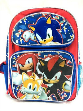 Sonic Group Blu/Red 16" School Backpack-New